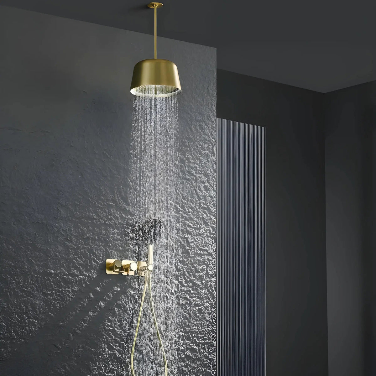 Mitigeur de Douche plafond or brossé