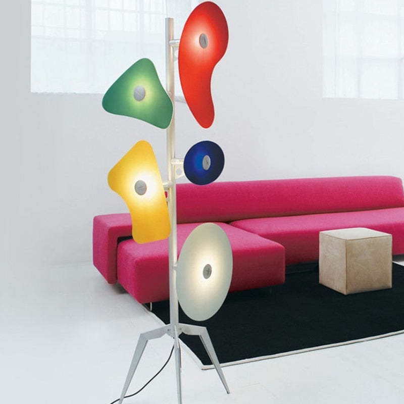 TORDO - Lampadaire, Fer, Blanc / Multicolore, Salon