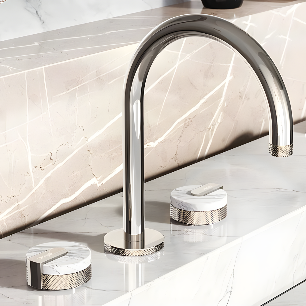 Sodalite Mitigeur de Lavabo Artisanal, Molettes en Marbre
