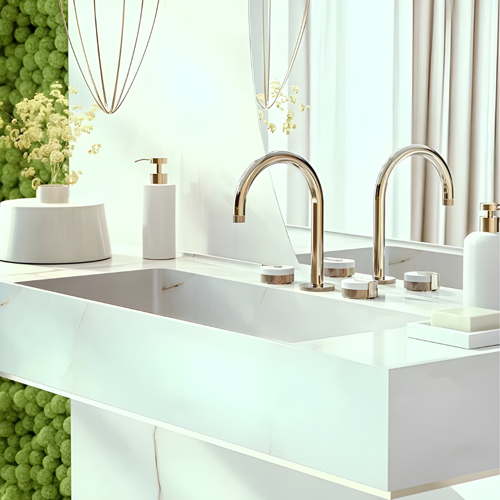 Sodalite Mitigeur de Lavabo Artisanal, Molettes en Marbre