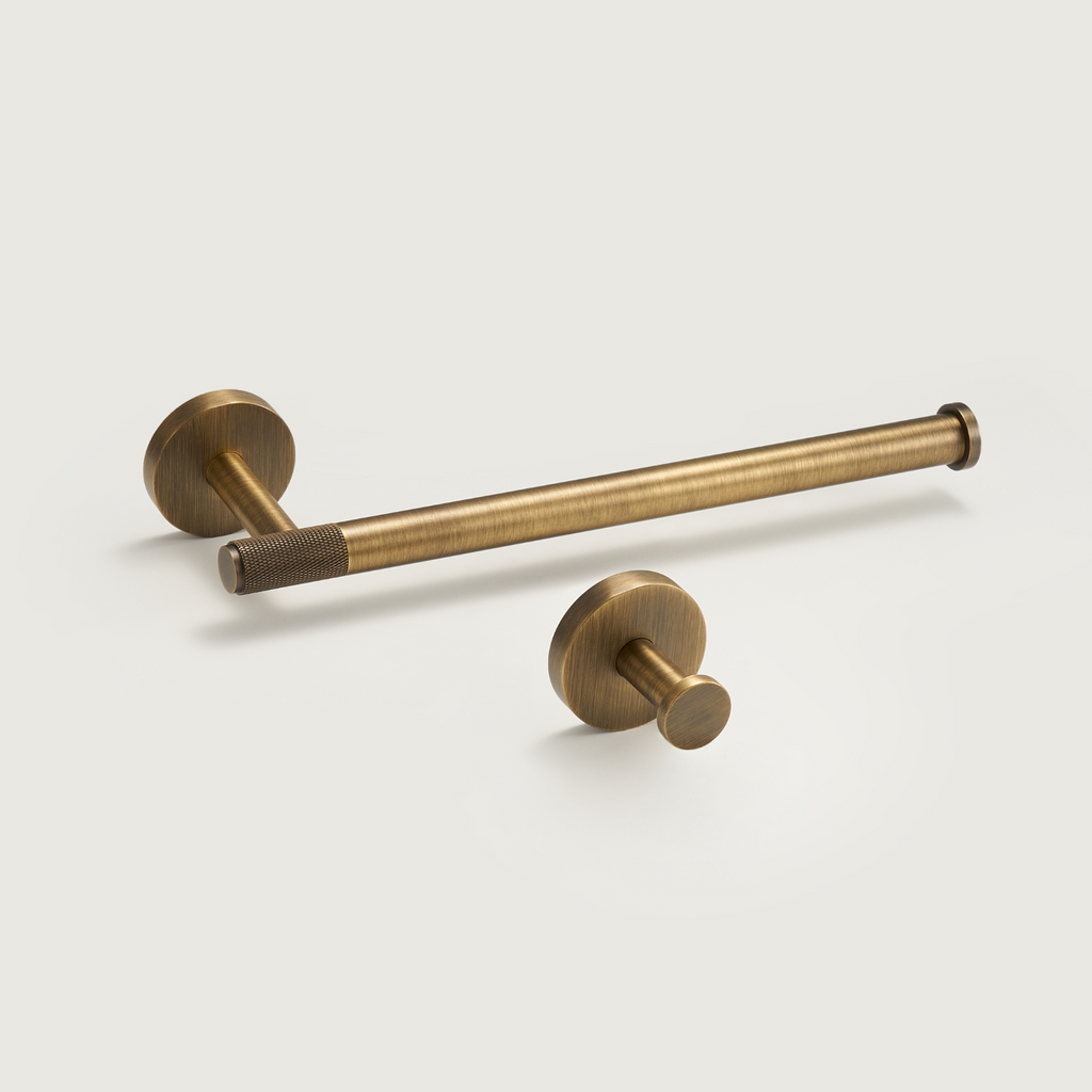 Accessoires de salle de bain laiton massif moleté