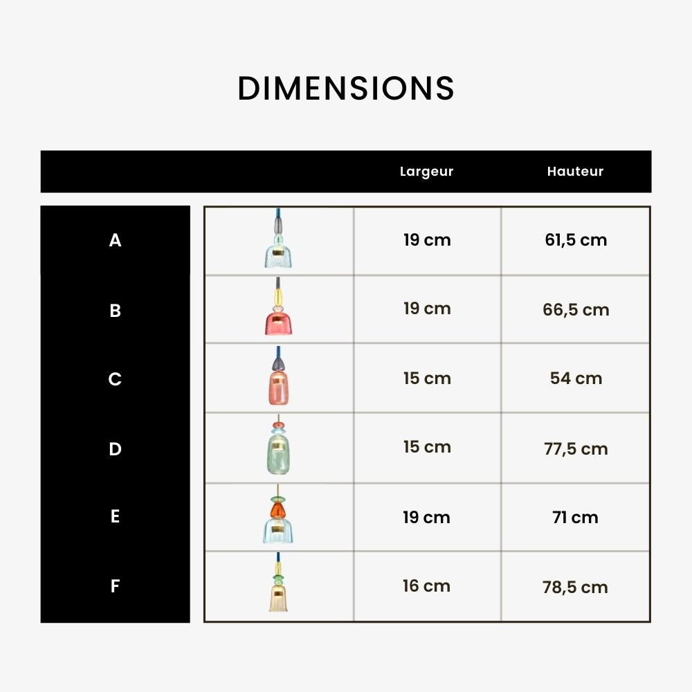 Suspension design LED verre coloré IRIDE