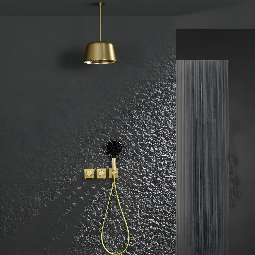 Mitigeur de Douche plafond or brossé