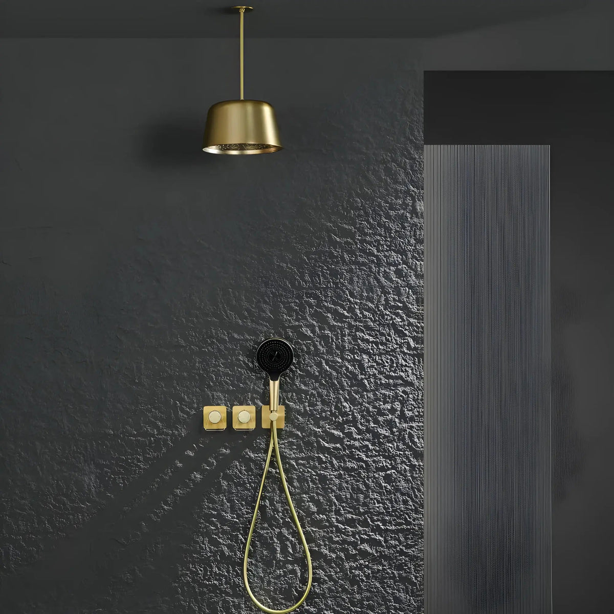 Mitigeur de Douche plafond or brossé