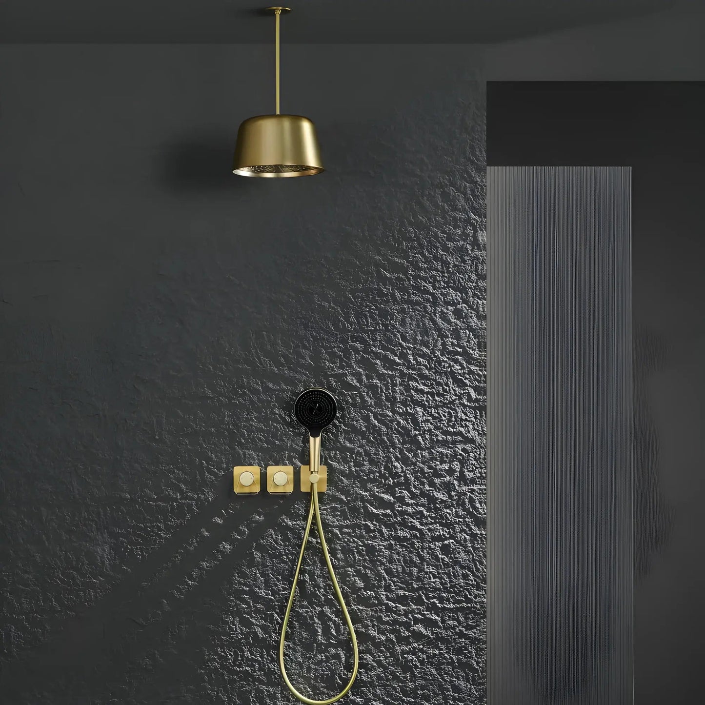 Mitigeur de Douche plafond or brossé