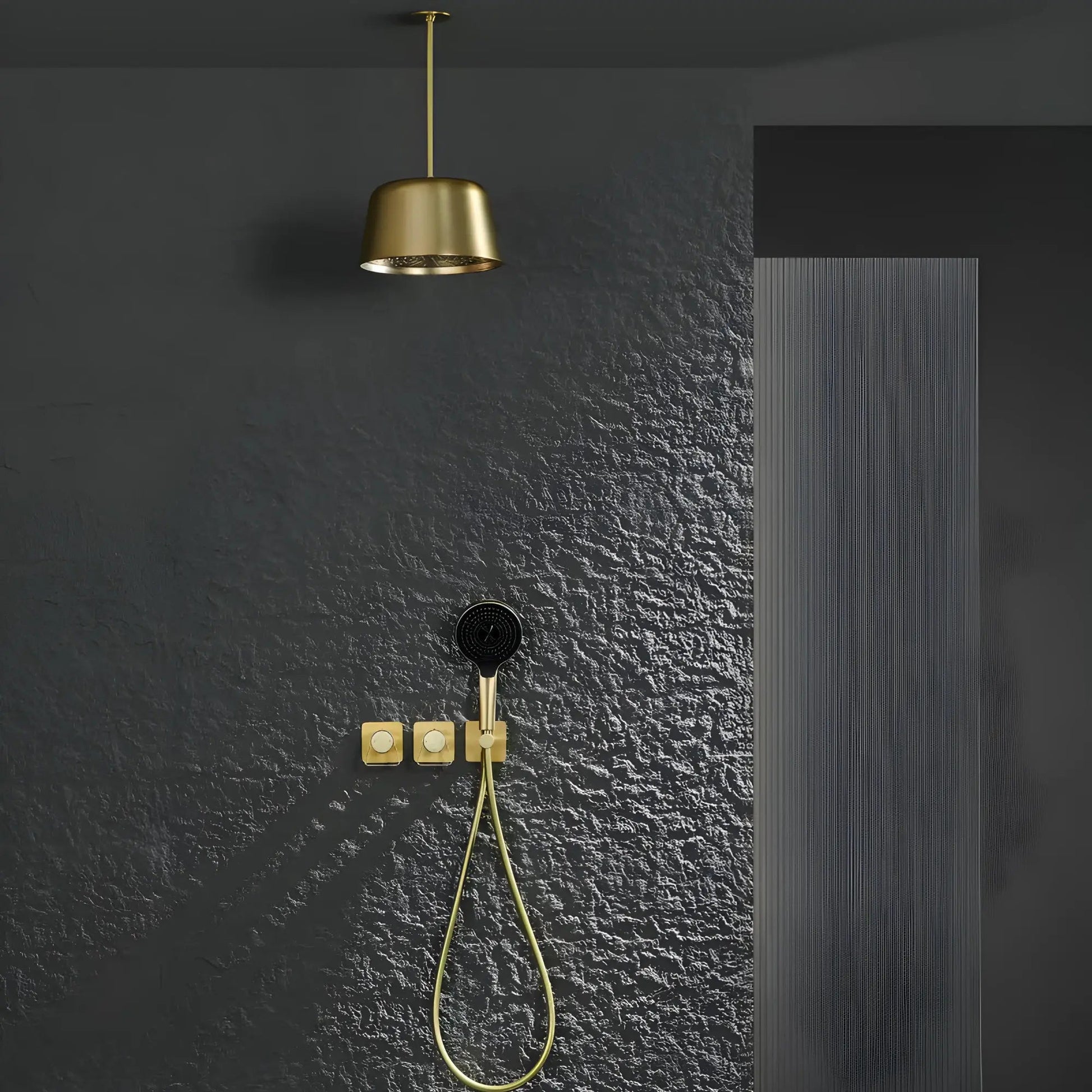 Mitigeur de Douche plafond or brossé
