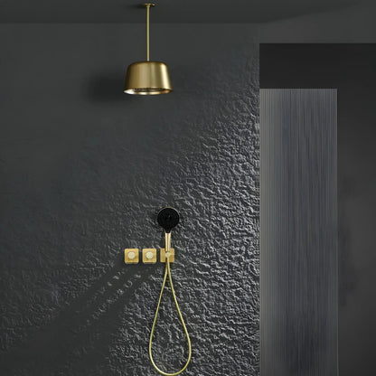 Mitigeur de Douche plafond or brossé