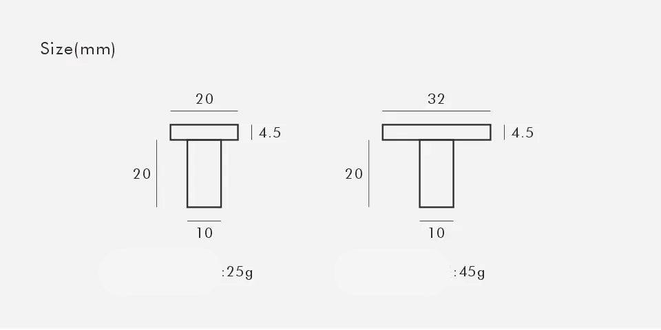 Wandhaken aus massivem Messing - 5 Oberflächen, 20 mm oder 32 mm