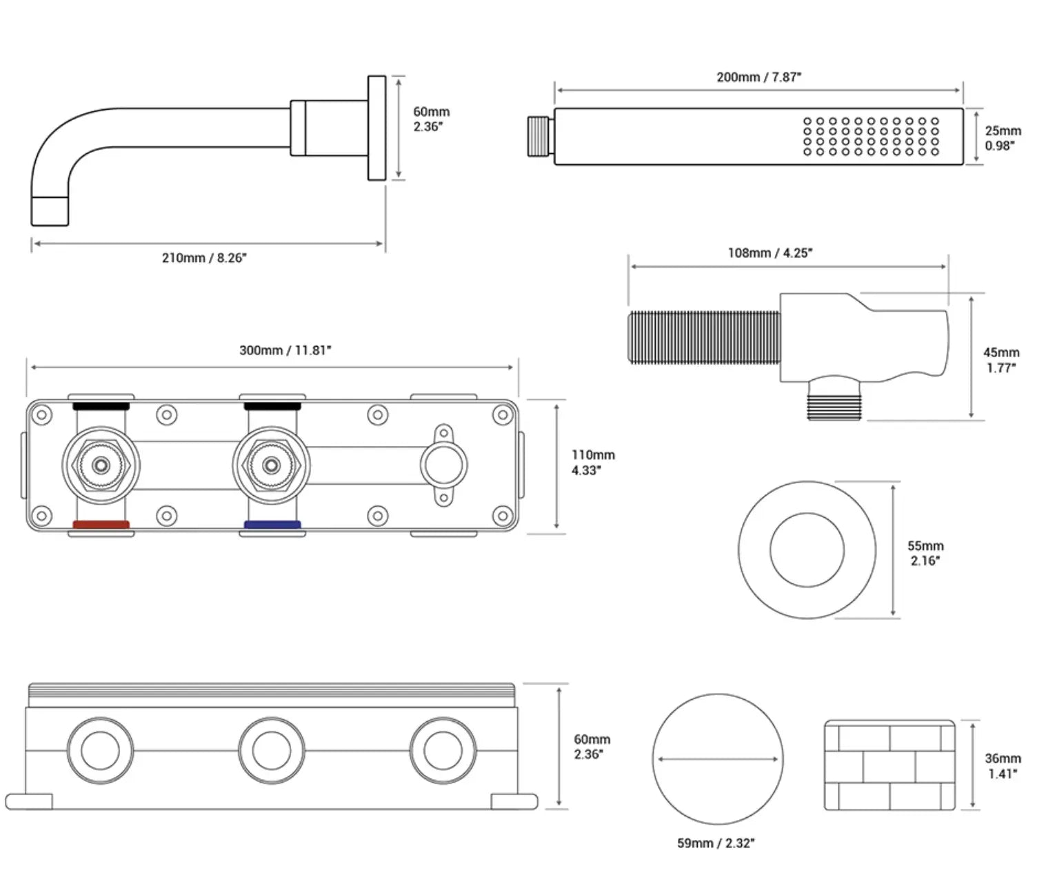 Mitigeur de baignoire encastré avec douchette anthracite