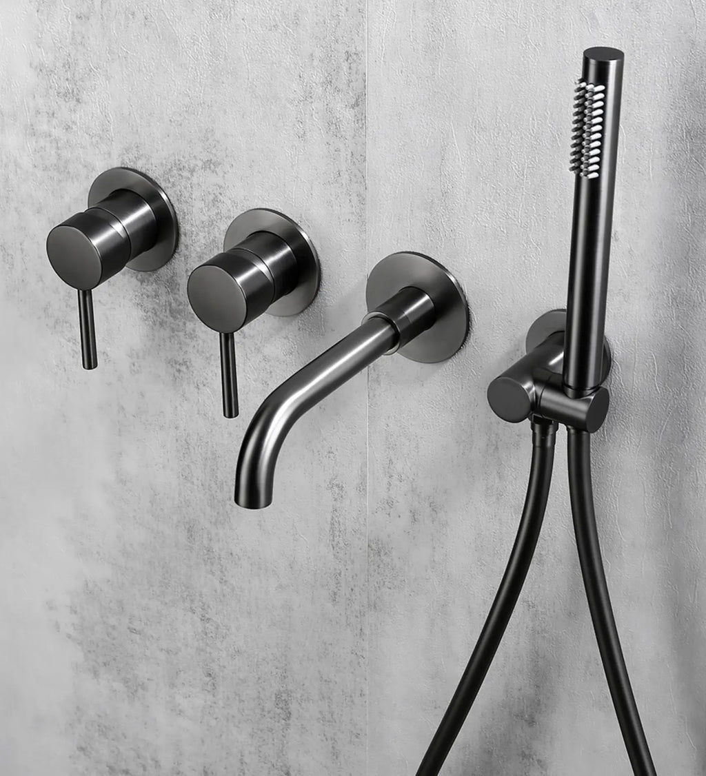 Kit de douche-bain encastré anthracite