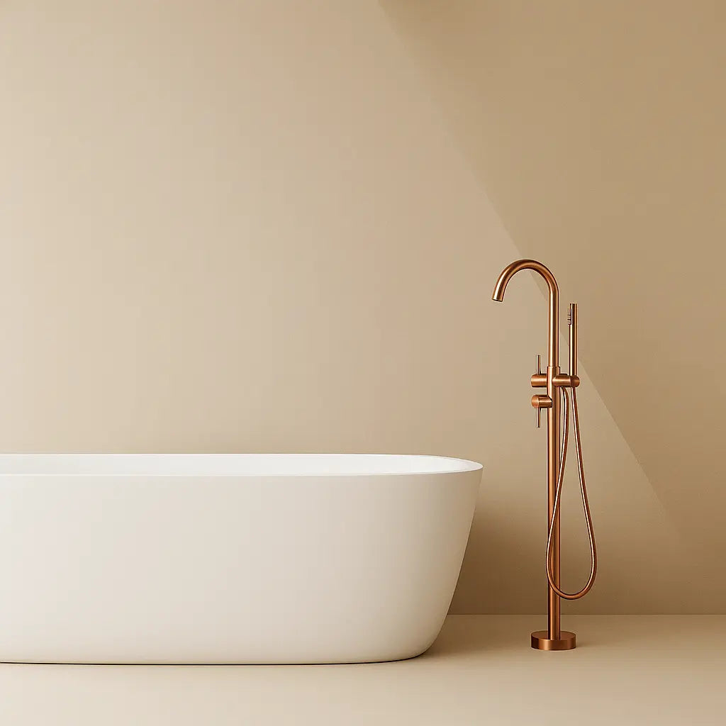 Mitigeur de baignoire sur pied or rose