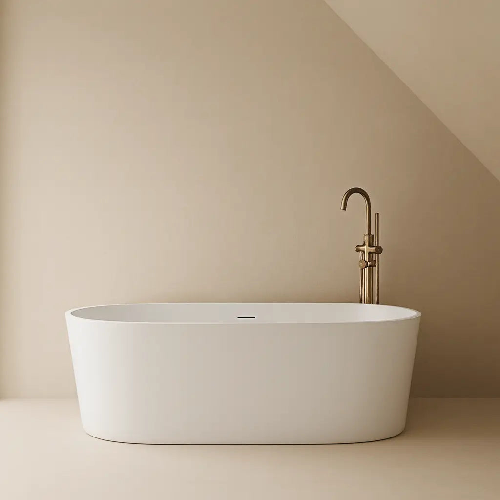 Mitigeur de baignoire sur pied or brossé