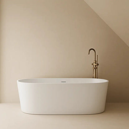 Mitigeur de baignoire sur pied or brossé