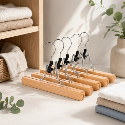 Cintre pince pantalon en bois antidérapant – lot de 5 à 30 pièces