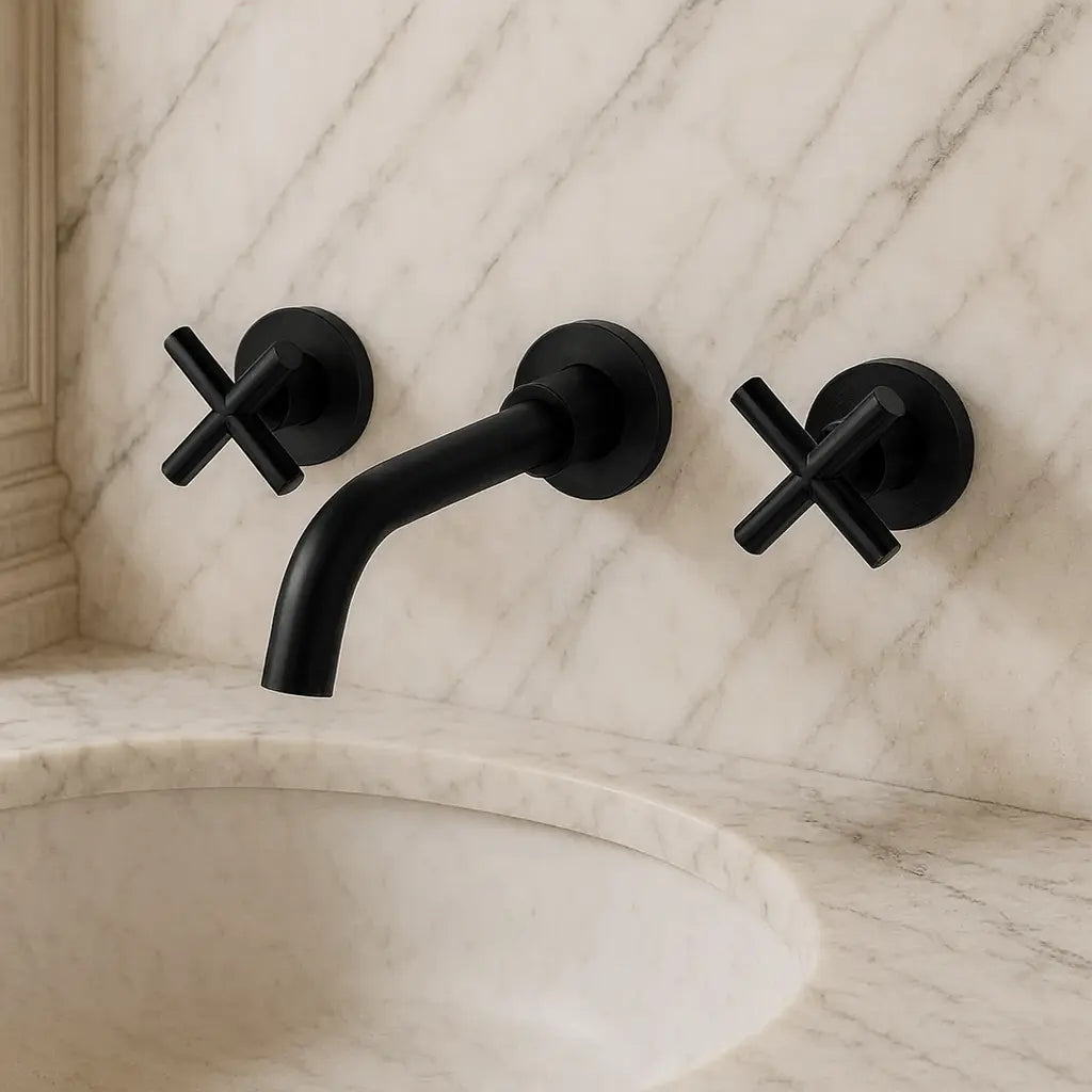 Robinet mélangeur de lavabo encastré noir