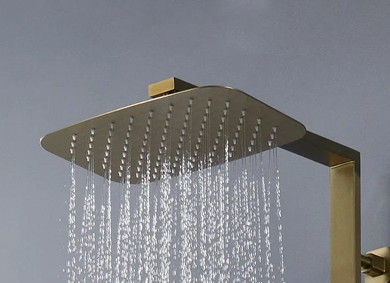 Colonne de douche et bain or brossé
