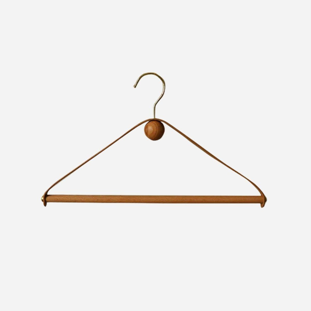 Kleiderbügel aus echtem Leder und Holz – Premium Japandi-Stil – 3er-Set