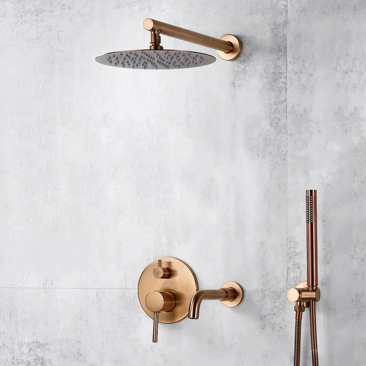 Composition bain-douche thermostatique encastrée or rose