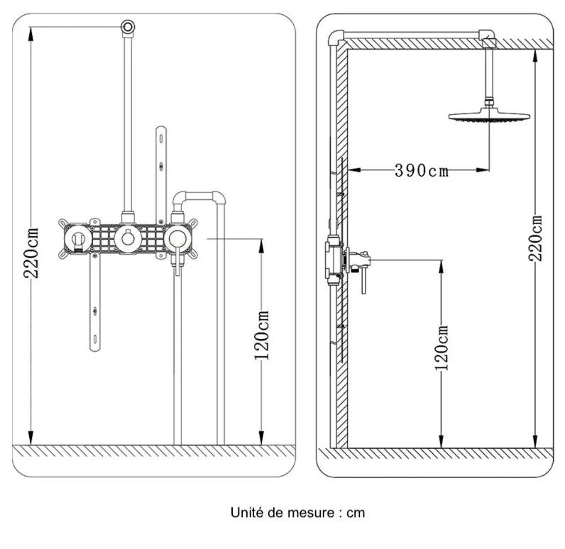 Colonne de Douche encastré chrome