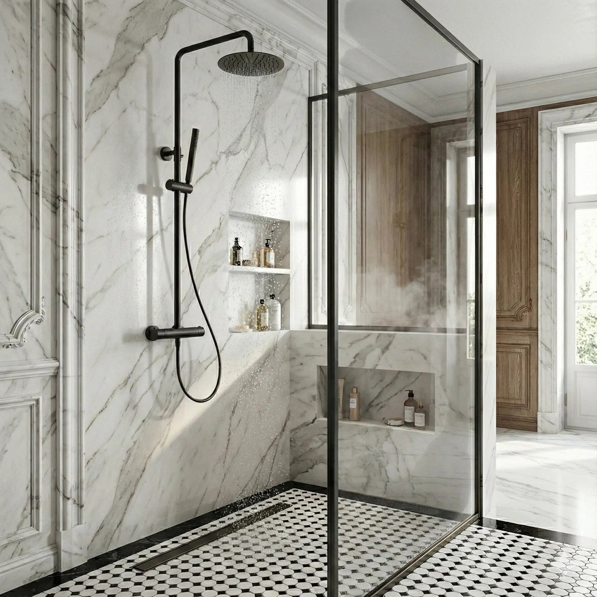 Colonne de Douche mural noir mat