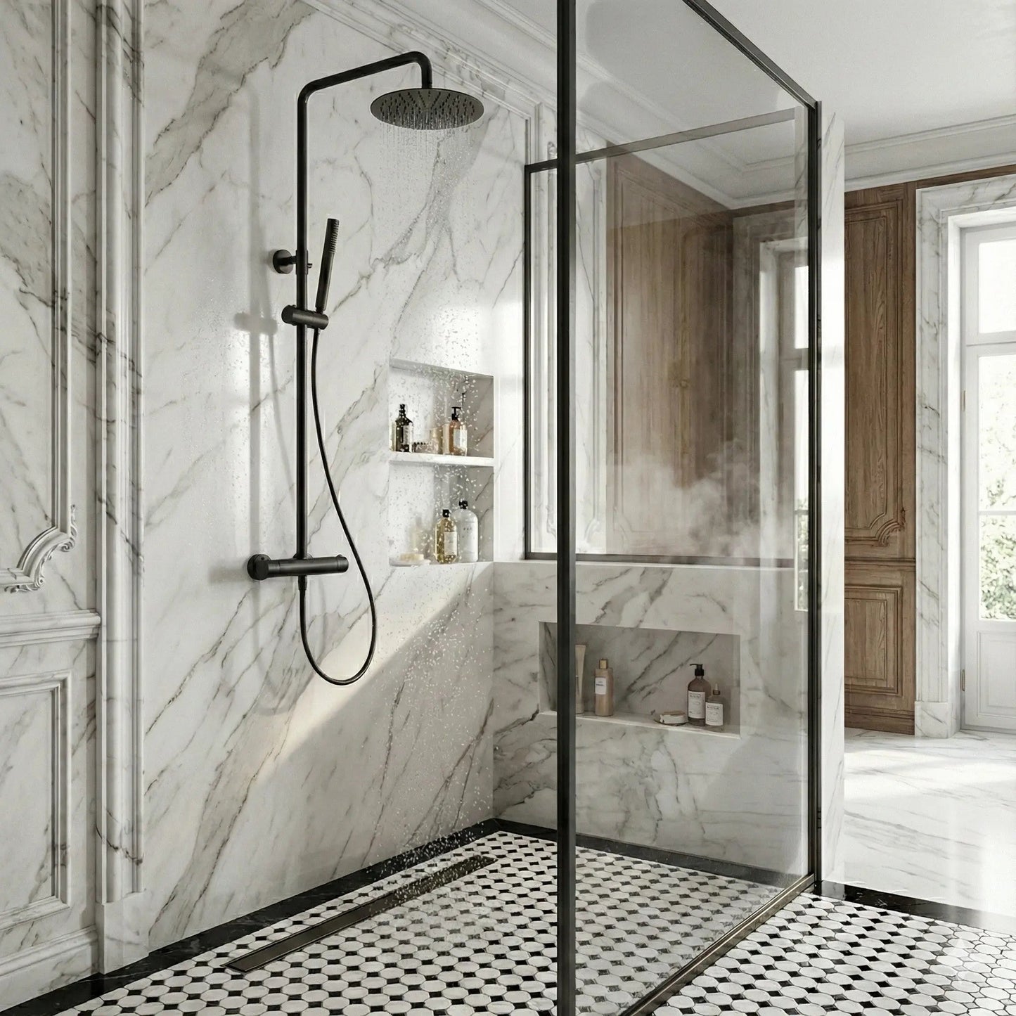 Colonne de Douche mural noir mat