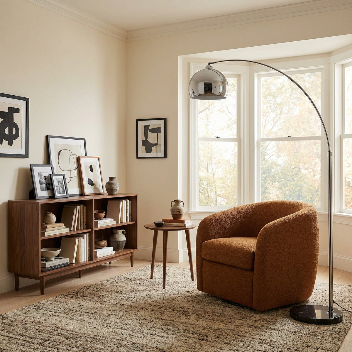 Lampadaire arc en métal chromé ARCUS