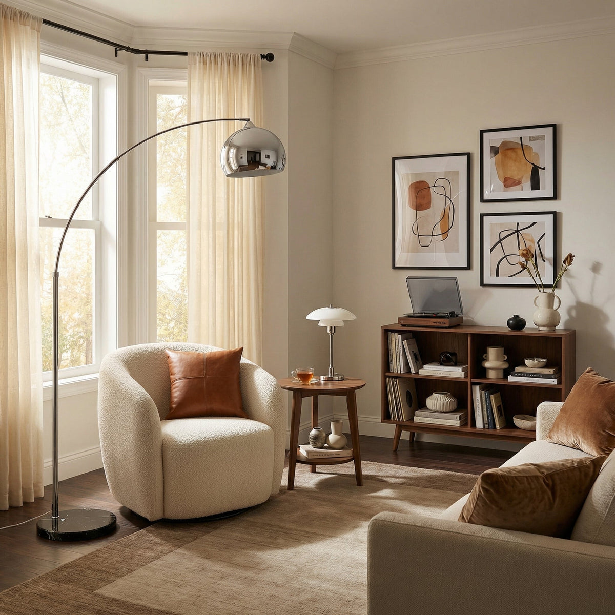 Lampadaire arc en métal chromé ARCUS