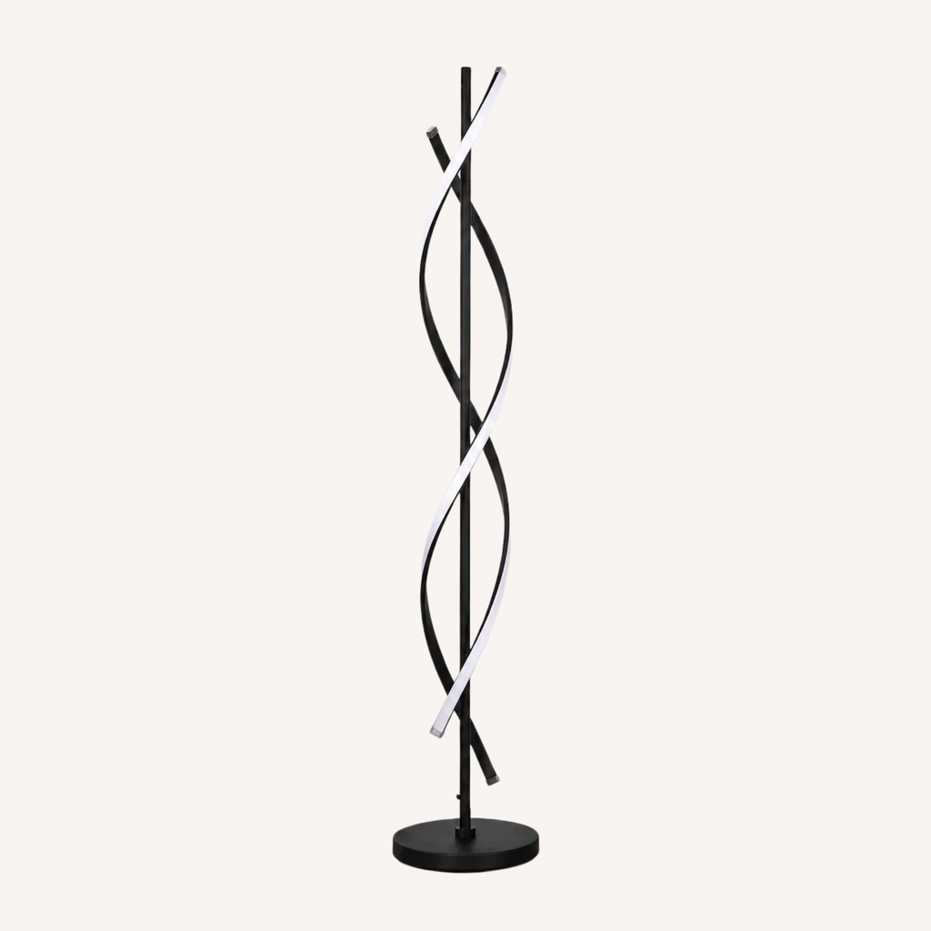 Lampadaire LED design bandes lumineuses entrelacées NEXORA