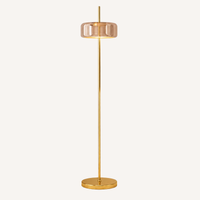 Lampadaire métal doré diffuseur verre teinté FUMORA