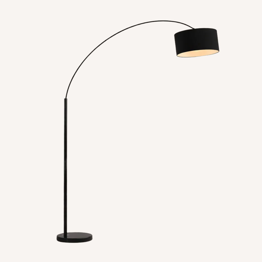 Lampadaire arc noir abat-jour cylindrique NERINA