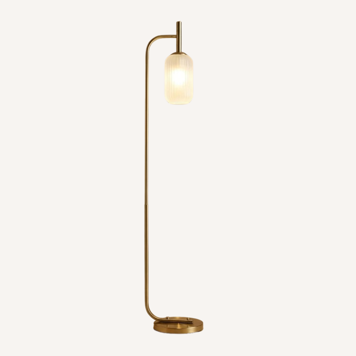 Lampadaire doré abat-jour verre cannelé RIGATA
