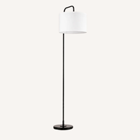 Lampadaire métal noir abat-jour cylindrique tissu blanc PURITA