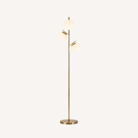 Lampadaire 3 globes verre opalin métal doré TRIOPALE