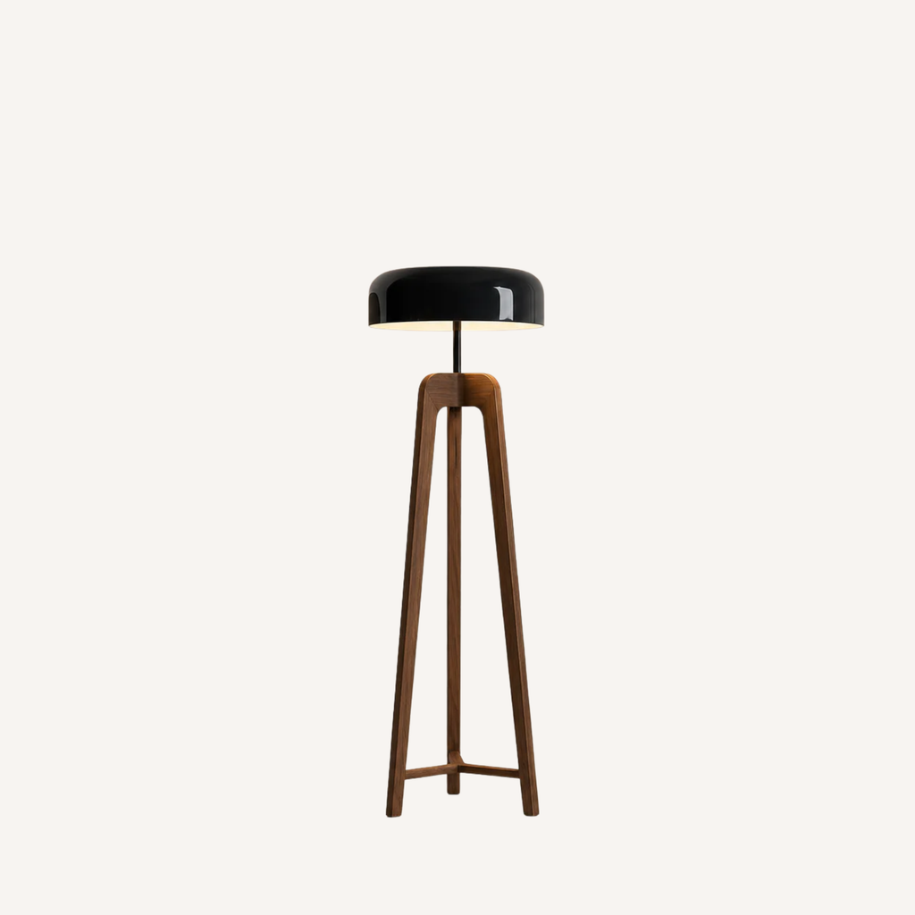 Lampadaire tripode bois de frêne et métal EQUILIBRA