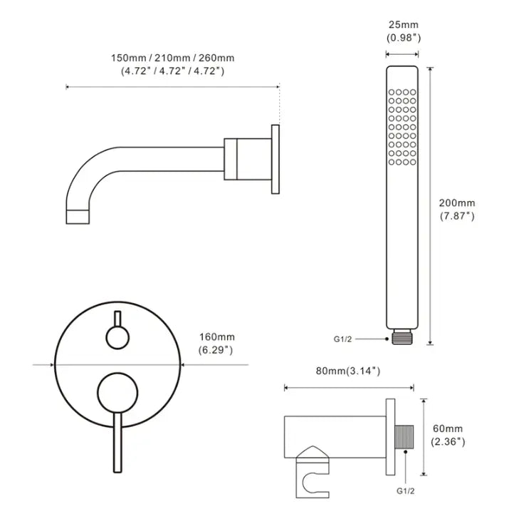 Mitigeur de bain thermostatique encastré noir