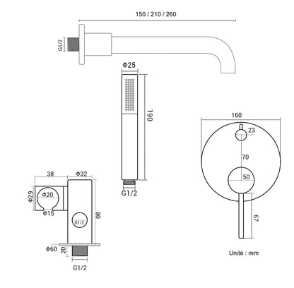 Mitigeur de bain thermostatique encastré chrome