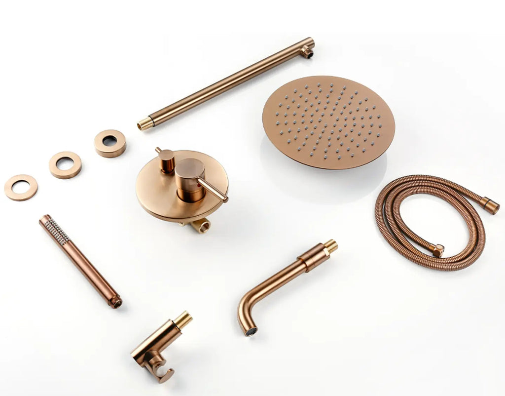Composition bain-douche thermostatique encastrée or rose