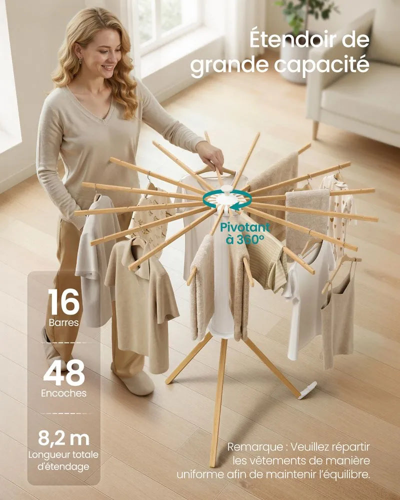 Wäscheständer Dreibein klappbar – Naturholz-Design 30 kg