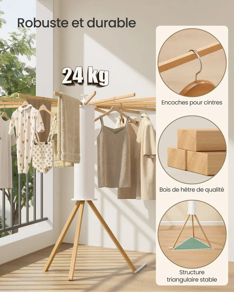 Wäscheständer Dreibein klappbar – Naturholz-Design 30 kg