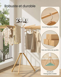 Foldable Tripod Clothes Dryer - Natural Wood Design 30 kg