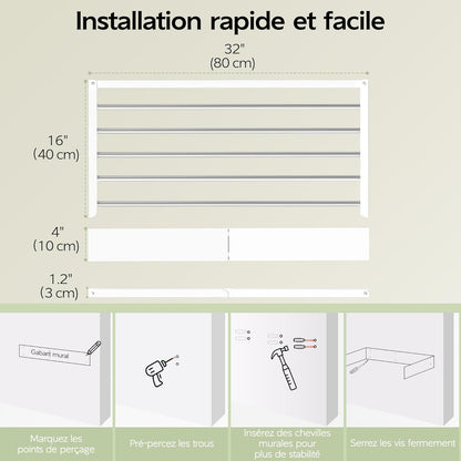 Étendoir Mural Rabattable — 5 ou 6 Barres | Acier Inox | Gain de Place - Aéraly