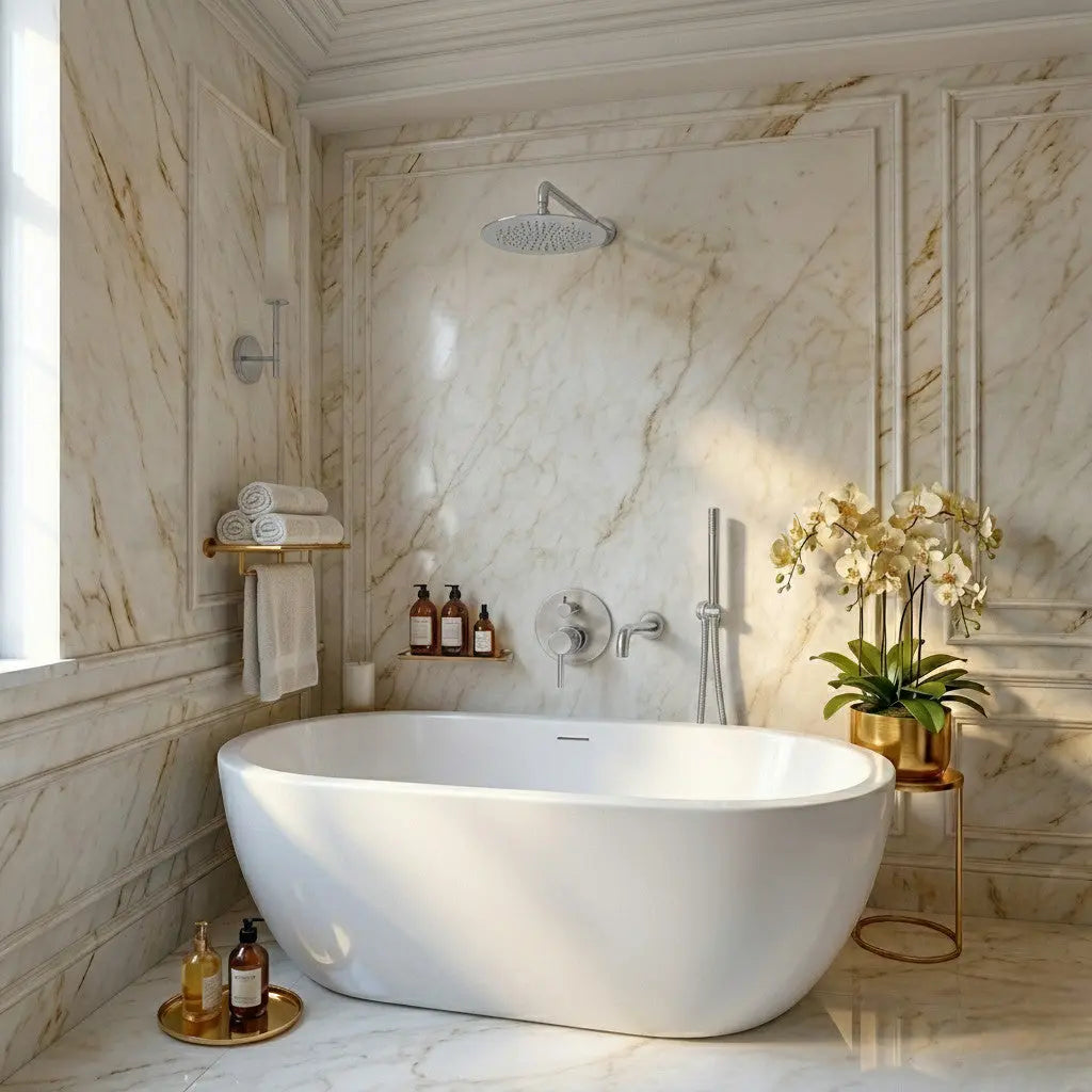 Composition bain-douche thermostatique encastrée chrome