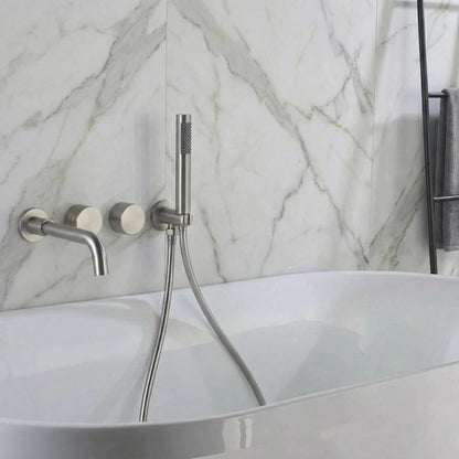 Mitigeur de baignoire encastré avec douchette inox