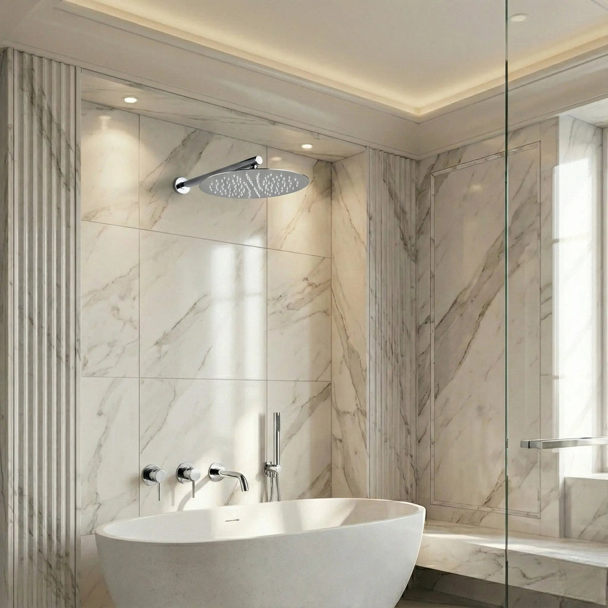 Kit de douche-bain encastré chrome