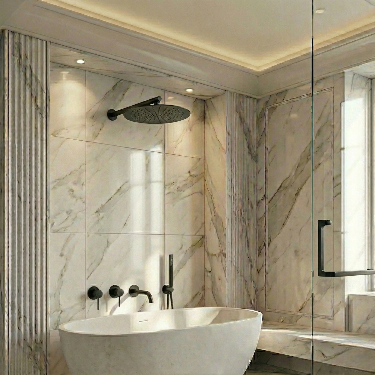 Kit de douche-bain encastré noir