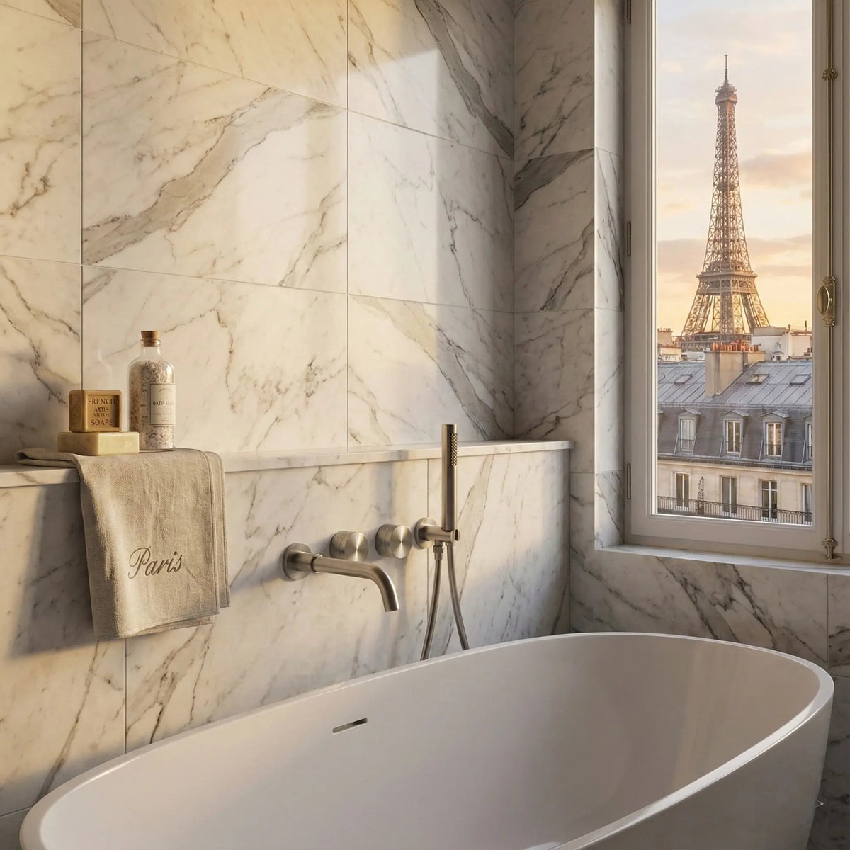Mitigeur de baignoire encastré avec douchette inox