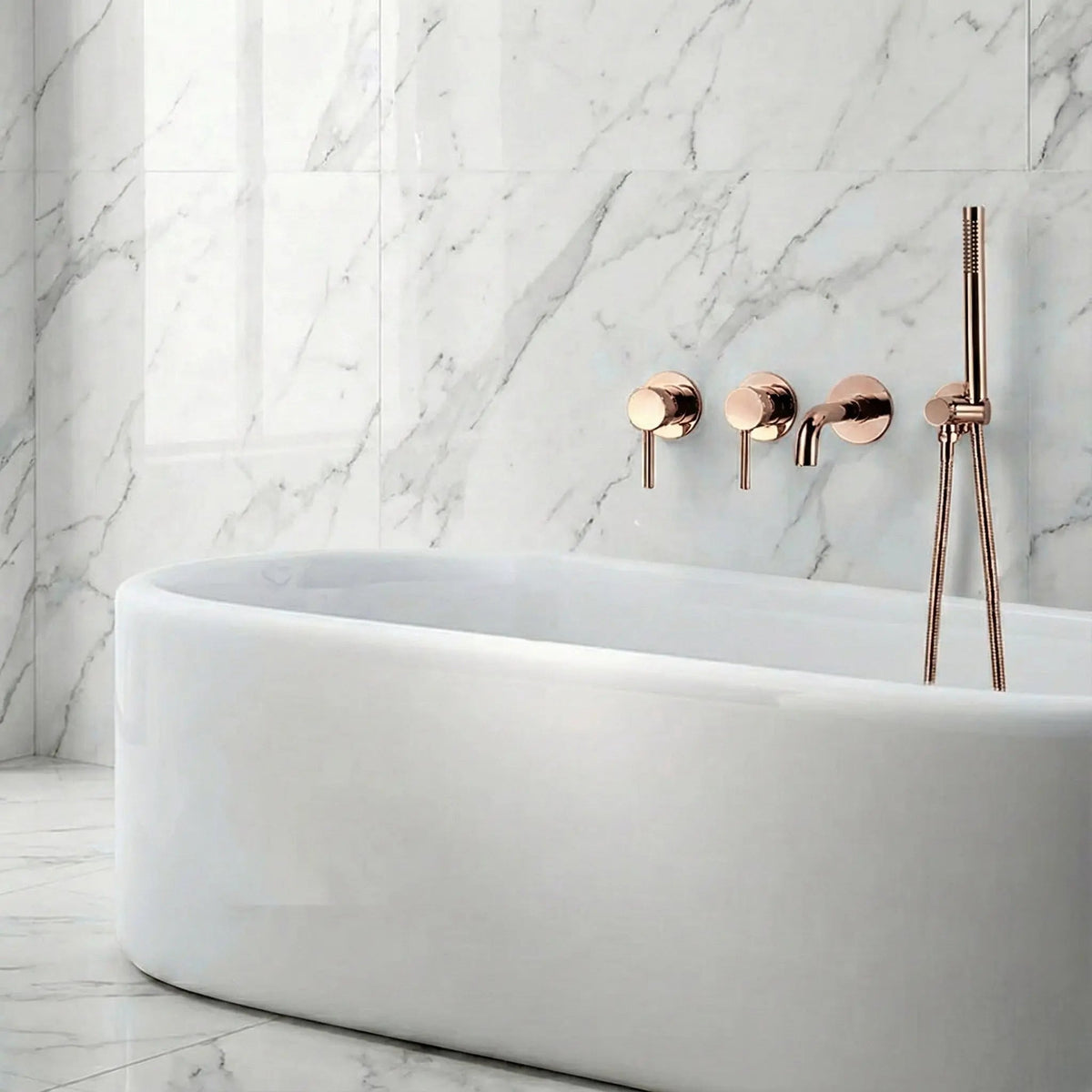 Pack mitigeur de bain à encastrer or rose