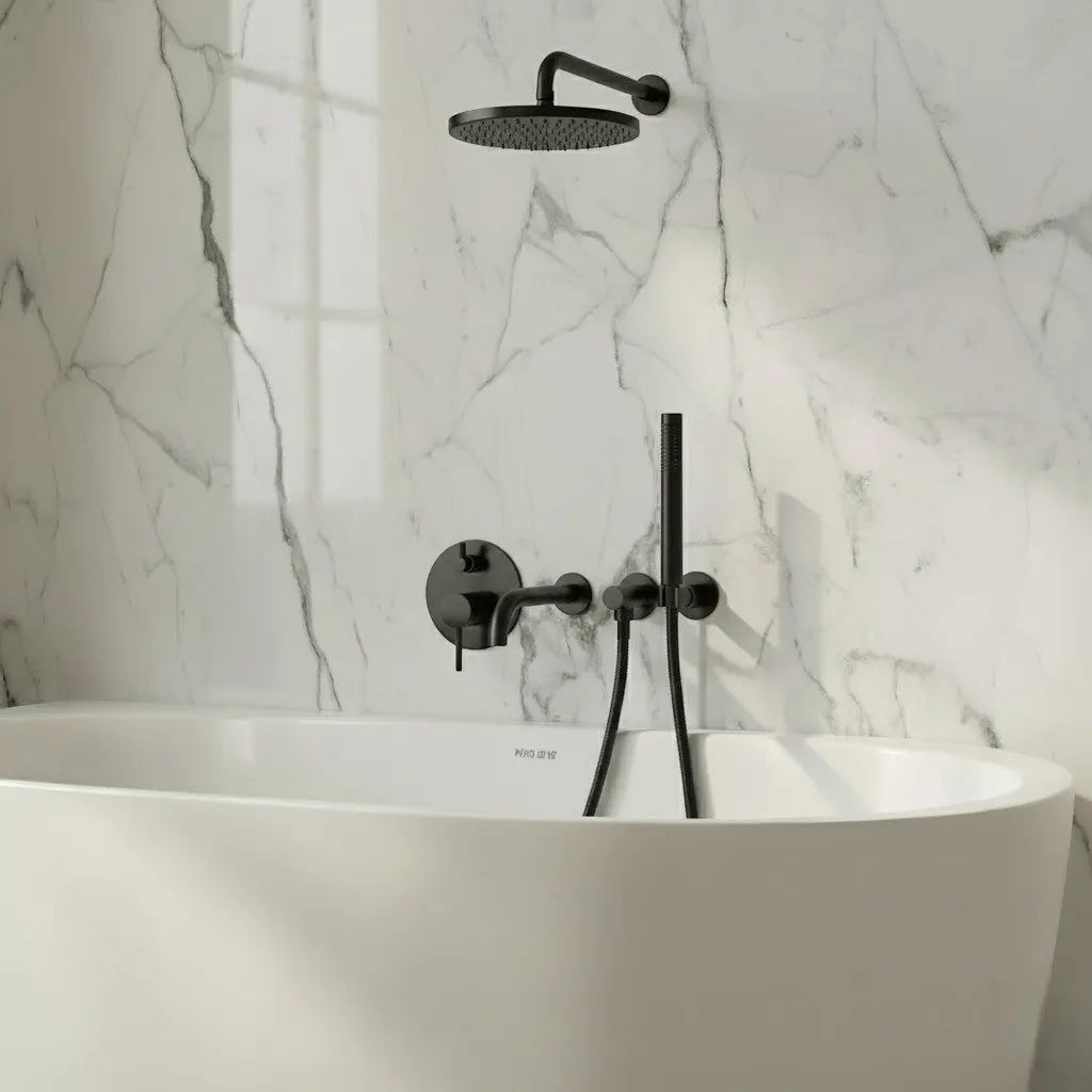 Composition bain-douche thermostatique encastrée noir
