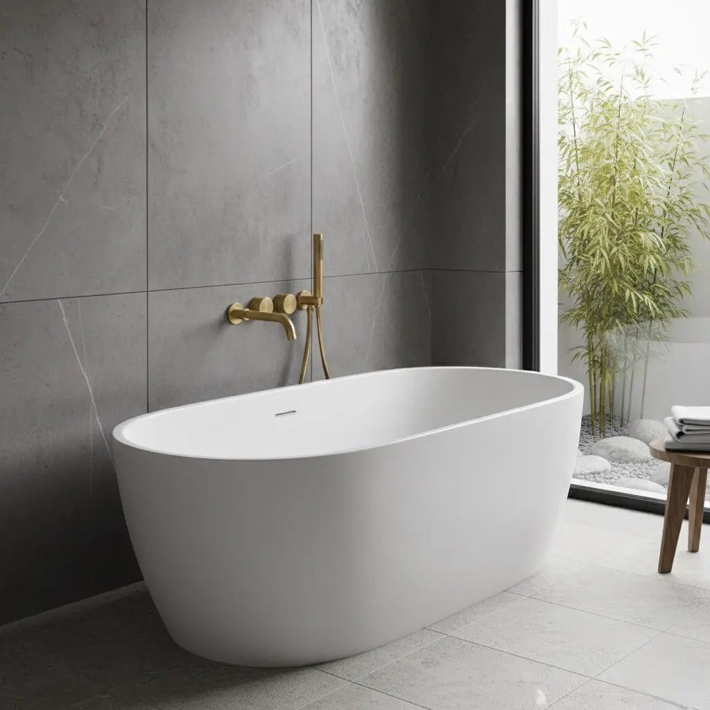 Mitigeur de baignoire encastré avec douchette or brossé