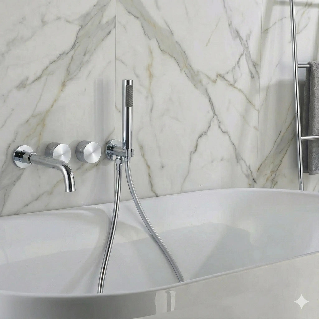 Mitigeur de baignoire encastré avec douchette chrome